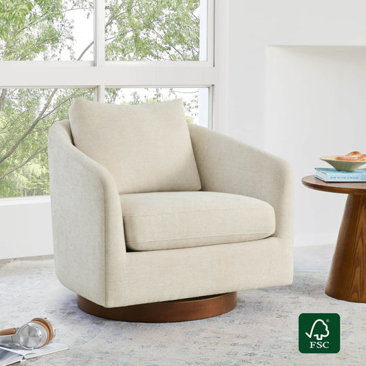 Swivel Accent Chair in Modern Design with Back Cushion