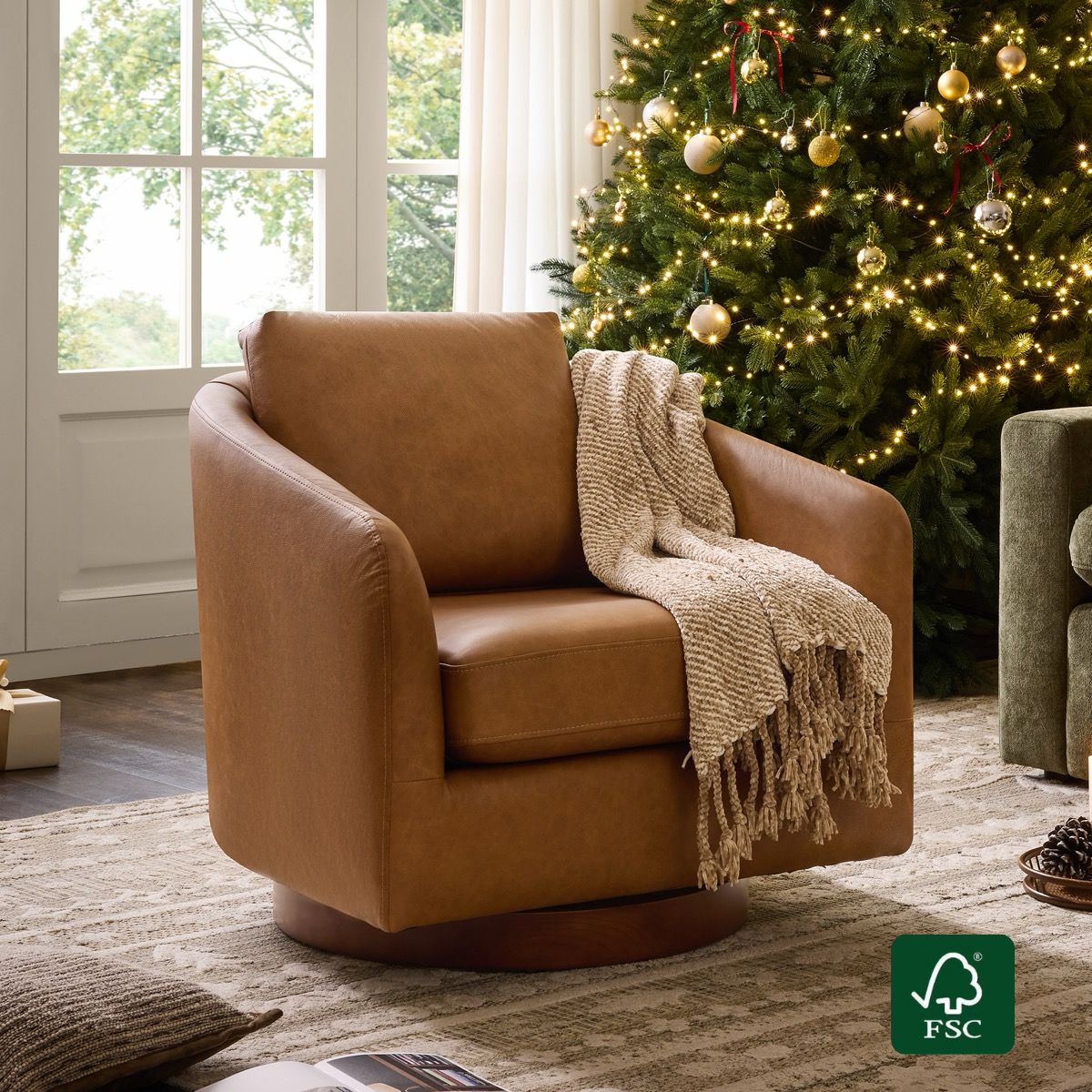 Swivel Accent Chair in Modern Design with Back Cushion