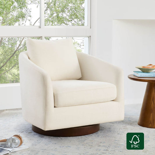 Swivel Accent Chair in Modern Design with Back Cushion