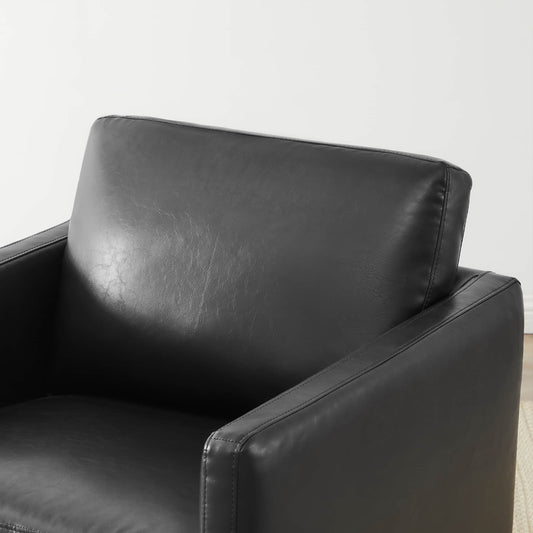 Swivel Accent Chair with Wooden Base and Curved Design