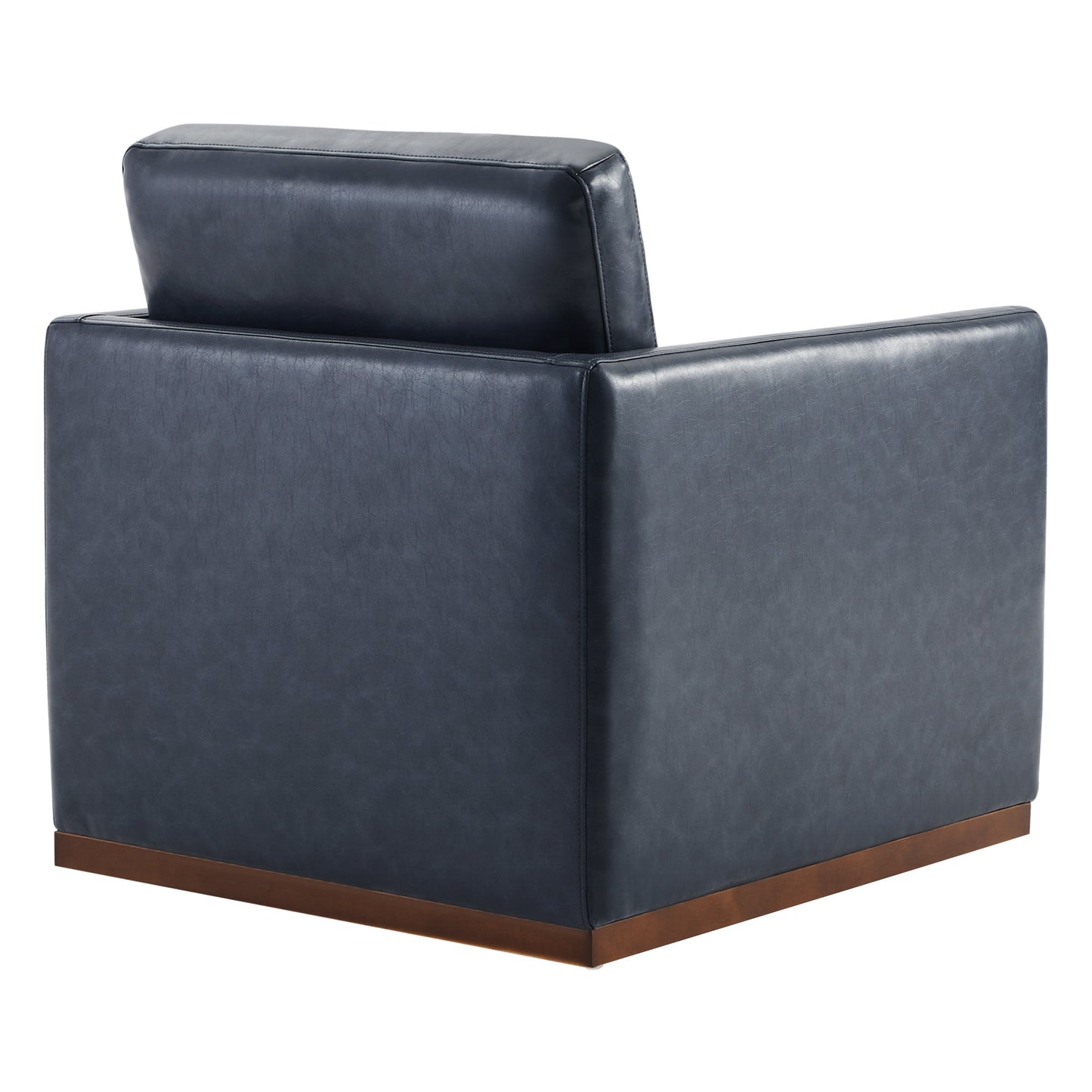 Swivel Accent Chair with Wooden Base and Curved Design