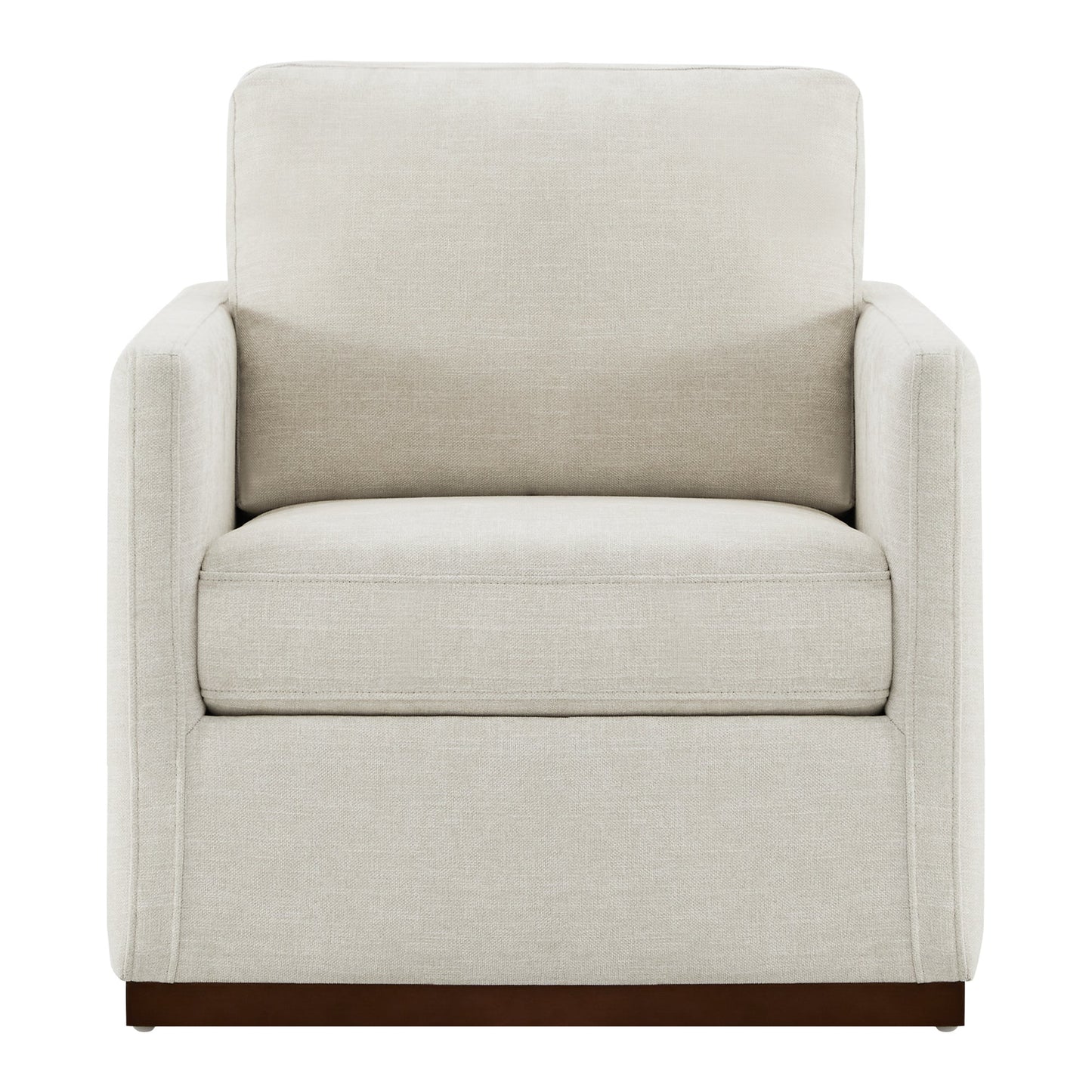Swivel Accent Chair with Wooden Base and Curved Design