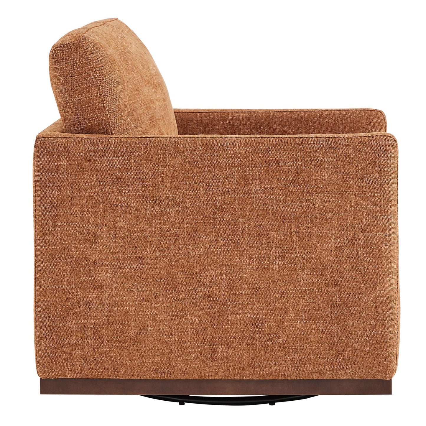 Swivel Accent Chair with Wooden Base and Curved Design