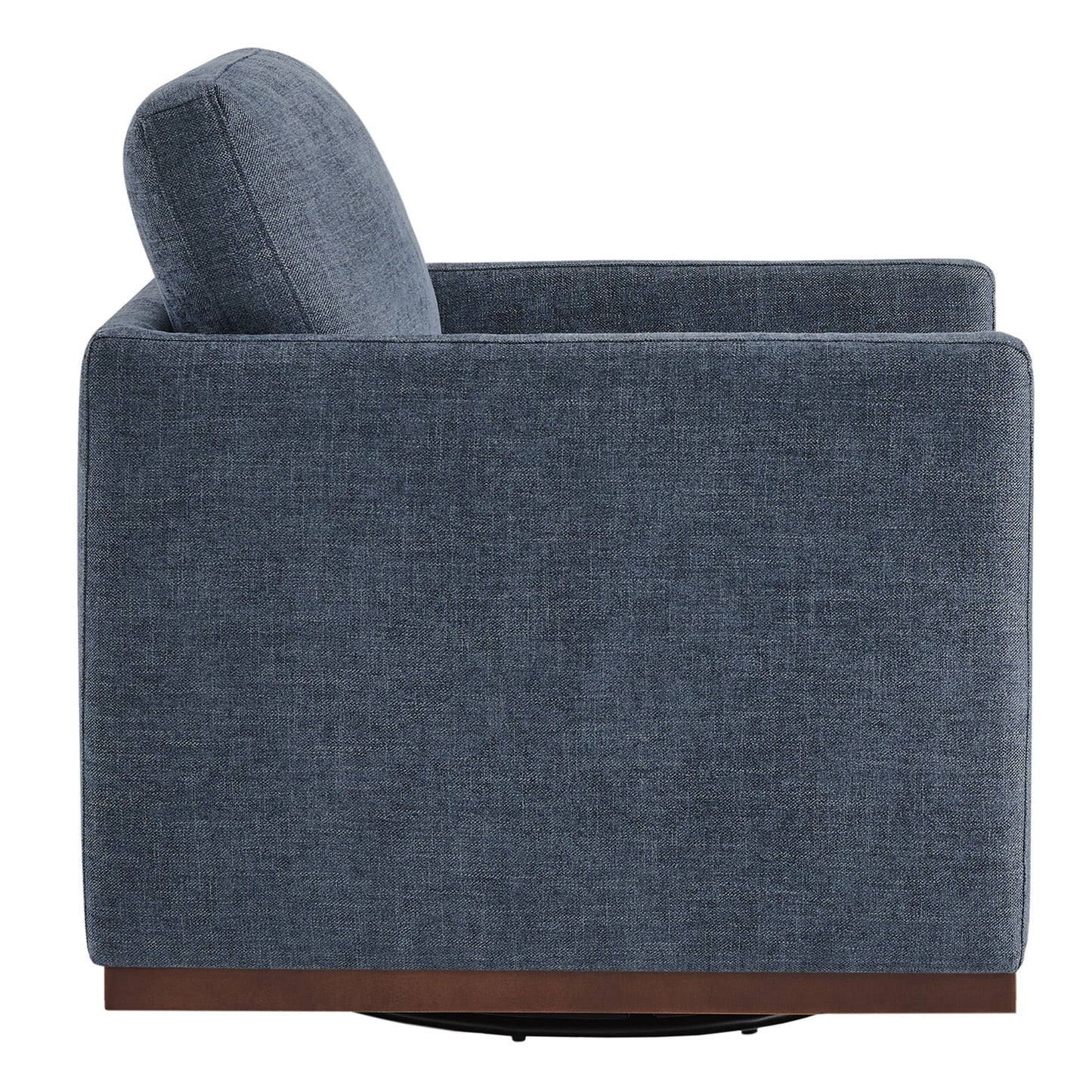 Swivel Accent Chair with Wooden Base and Curved Design