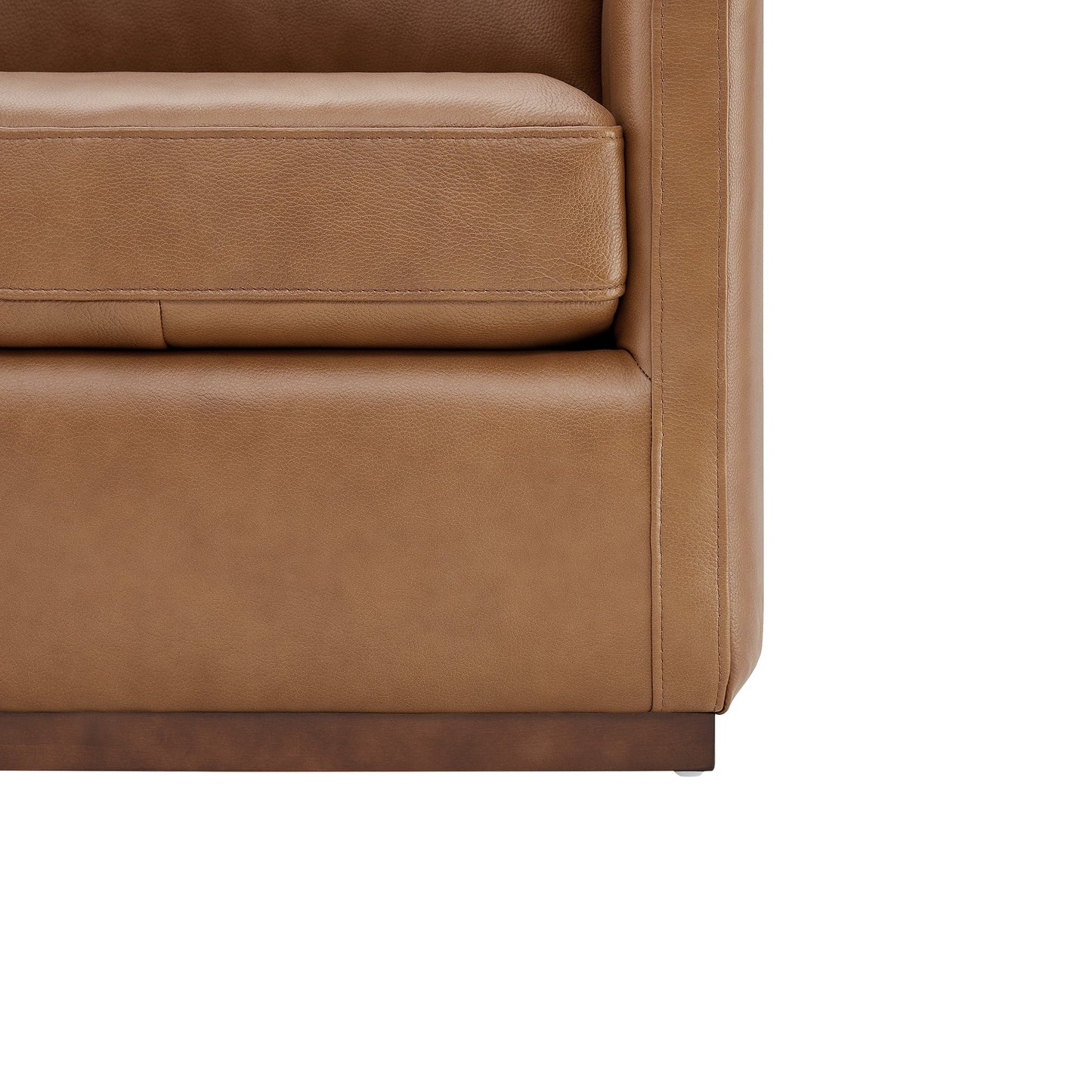 Swivel Accent Chair with Wooden Base and Curved Design