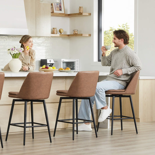 Swivel Bar Stool in Classic Black with Padded Seat