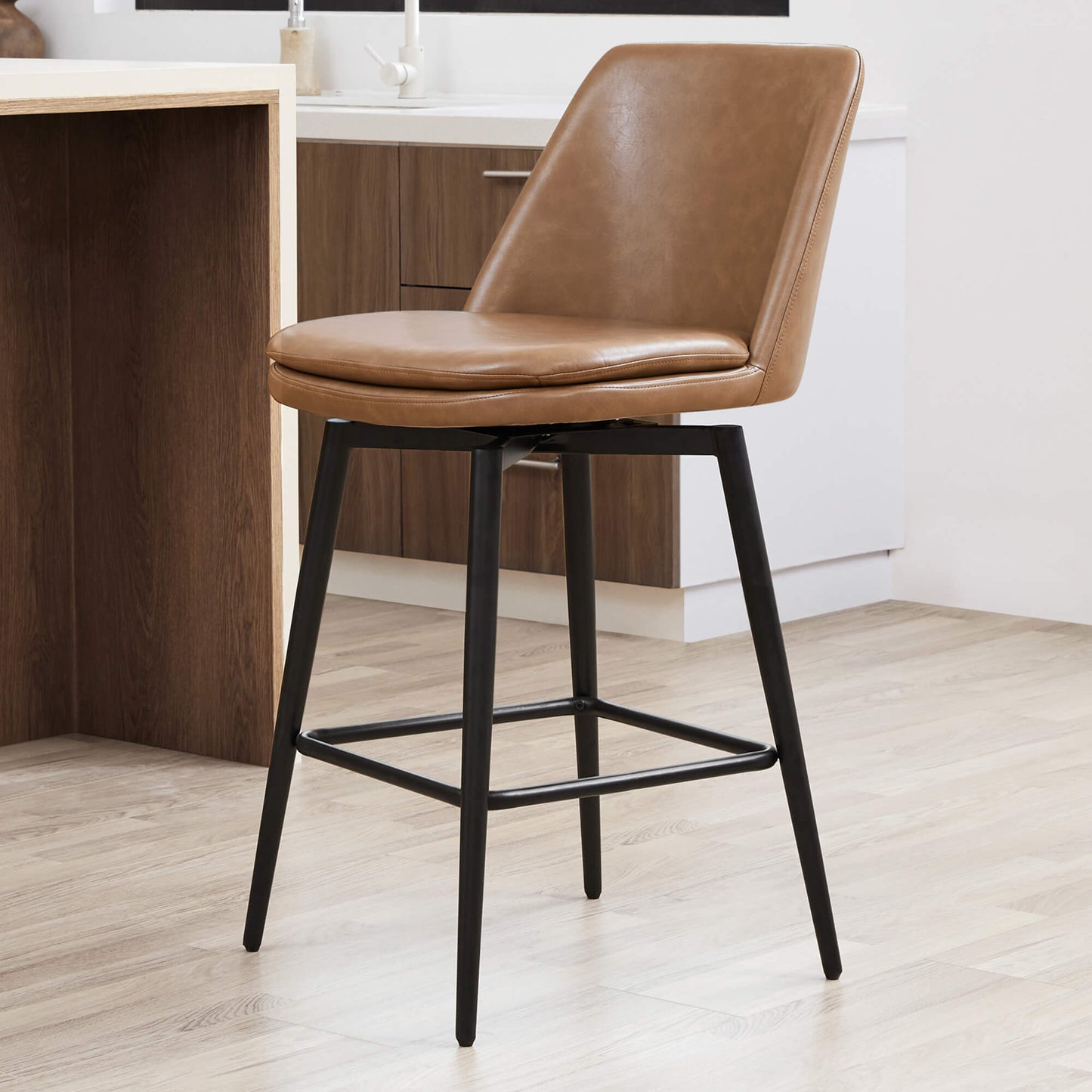 Swivel Bar Stool in Classic Black with Padded Seat