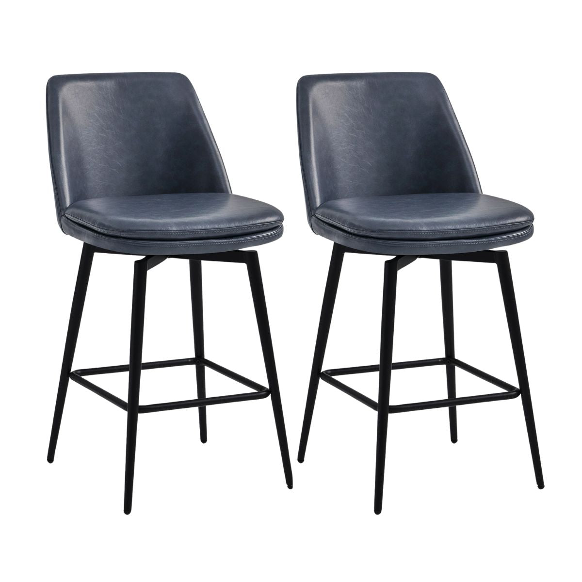 Swivel Bar Stool in Classic Black with Padded Seat