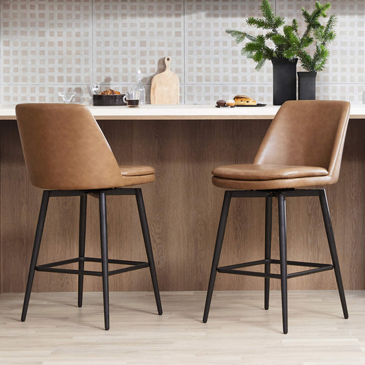 Swivel Bar Stool in Classic Black with Padded Seat