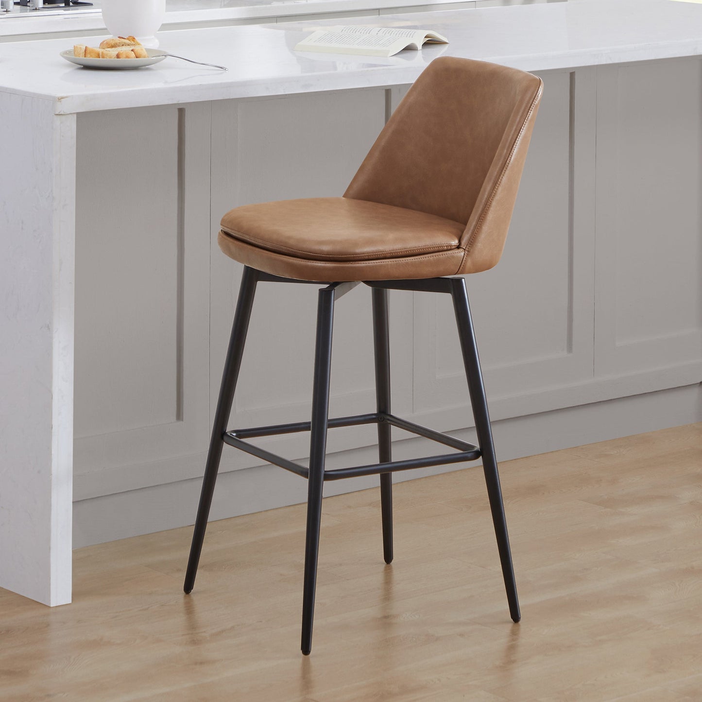 Swivel Bar Stool in Classic Black with Padded Seat