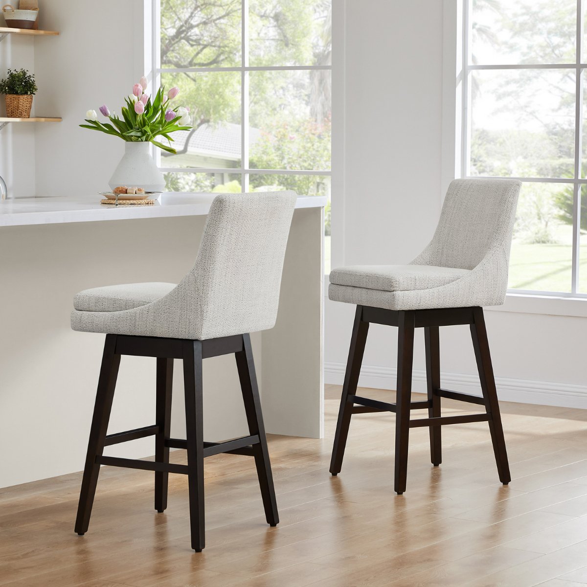 Swivel Bar Stool in Natural Wood Finish