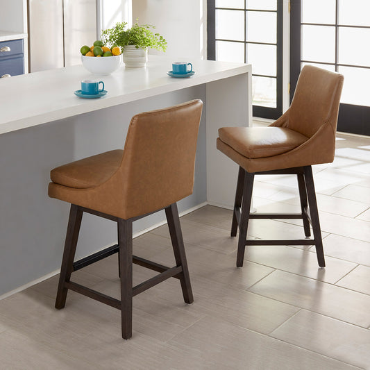 Swivel Bar Stool in Natural Wood Finish