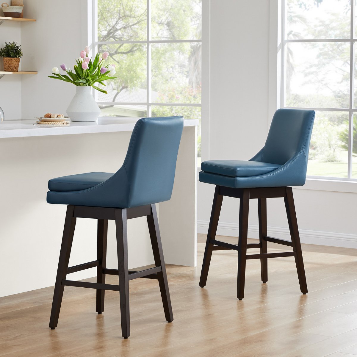 Swivel Bar Stool in Natural Wood Finish