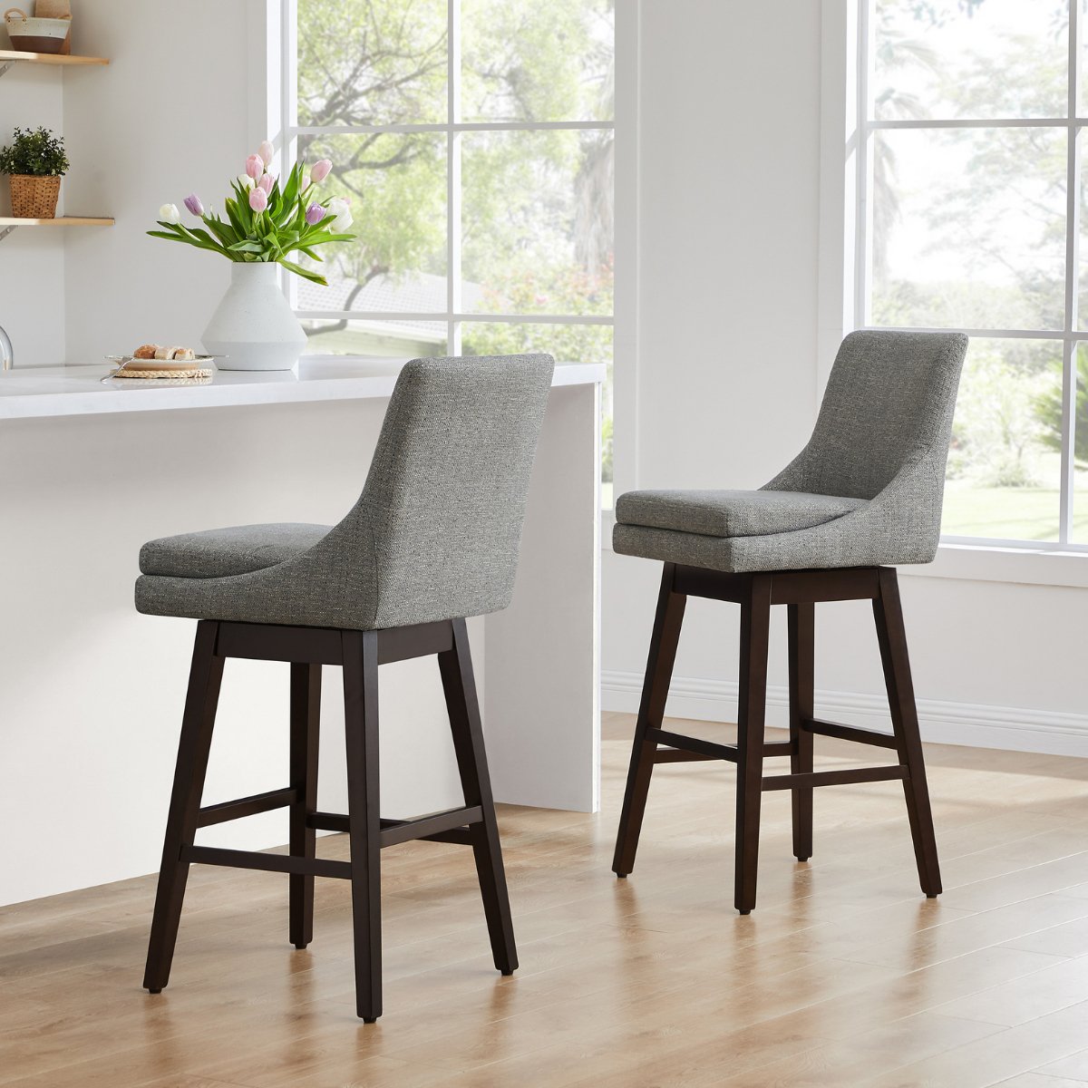Swivel Bar Stool in Natural Wood Finish