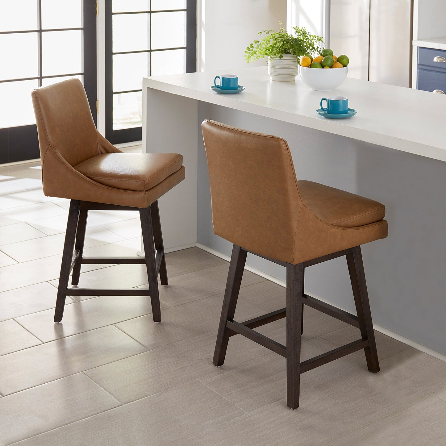 Swivel Bar Stool in Natural Wood Finish