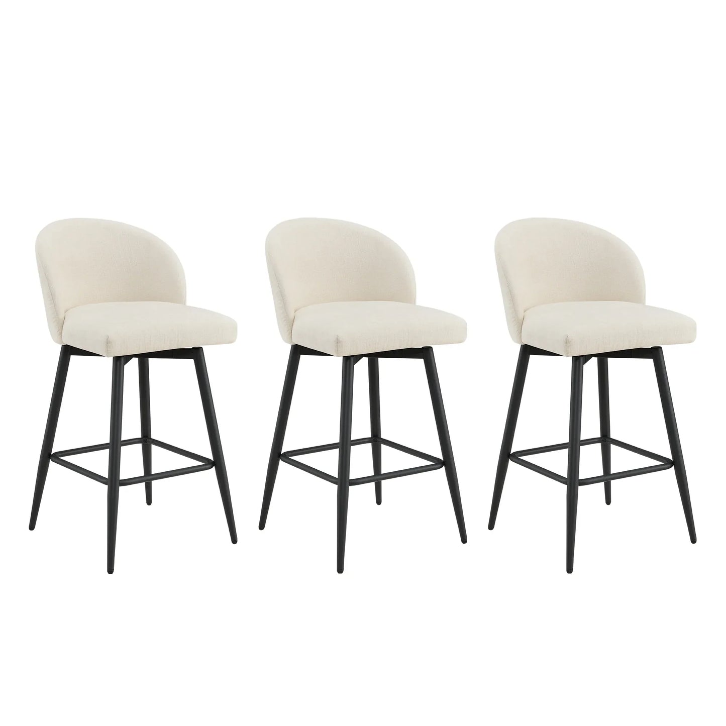 Swivel Bar Stool with Ergonomic Design in Classic Black