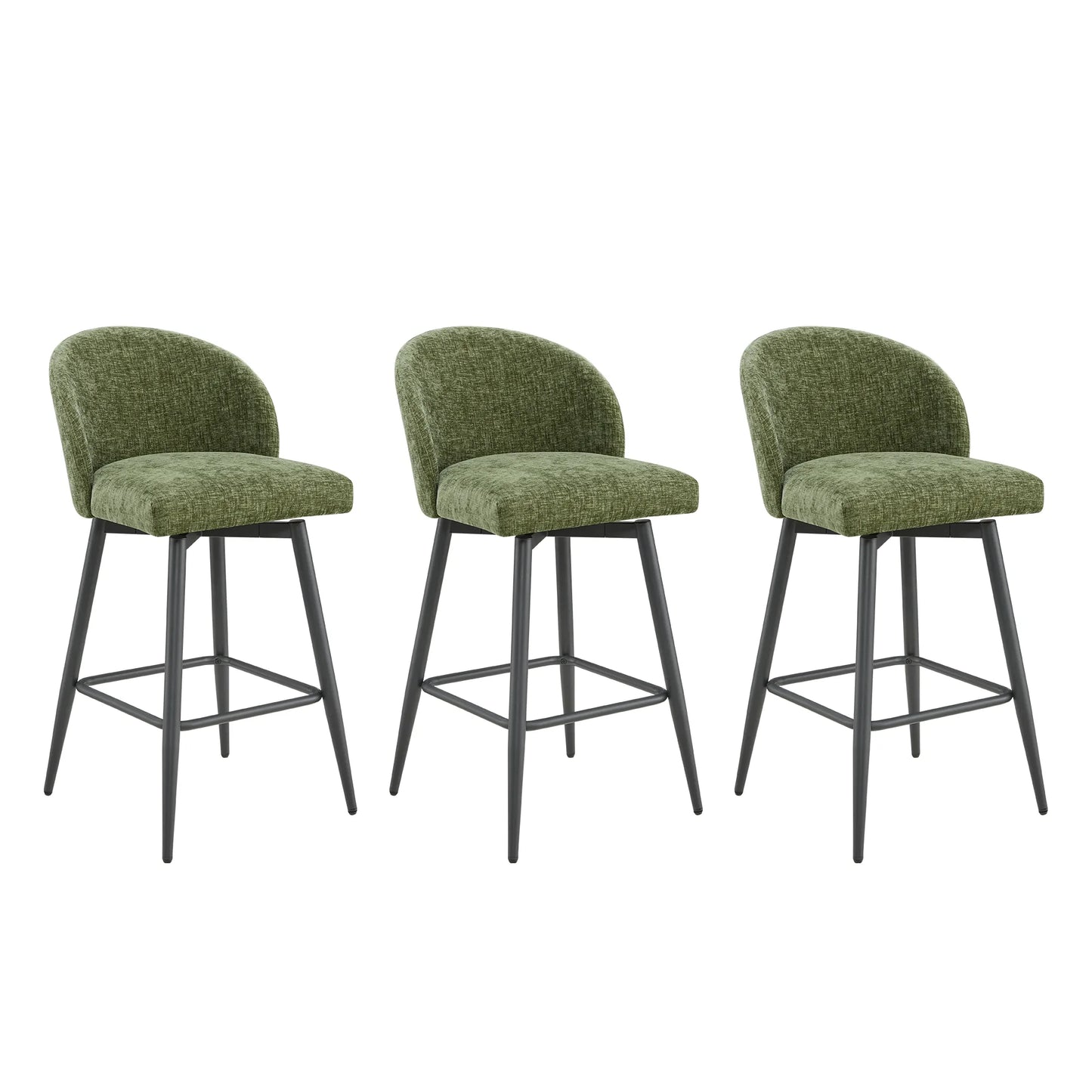 Swivel Bar Stool with Ergonomic Design in Classic Black
