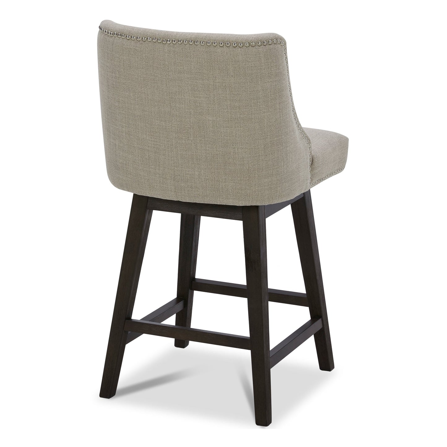 Swivel Bar Stool with Nailhead Trim and Wooden Seat