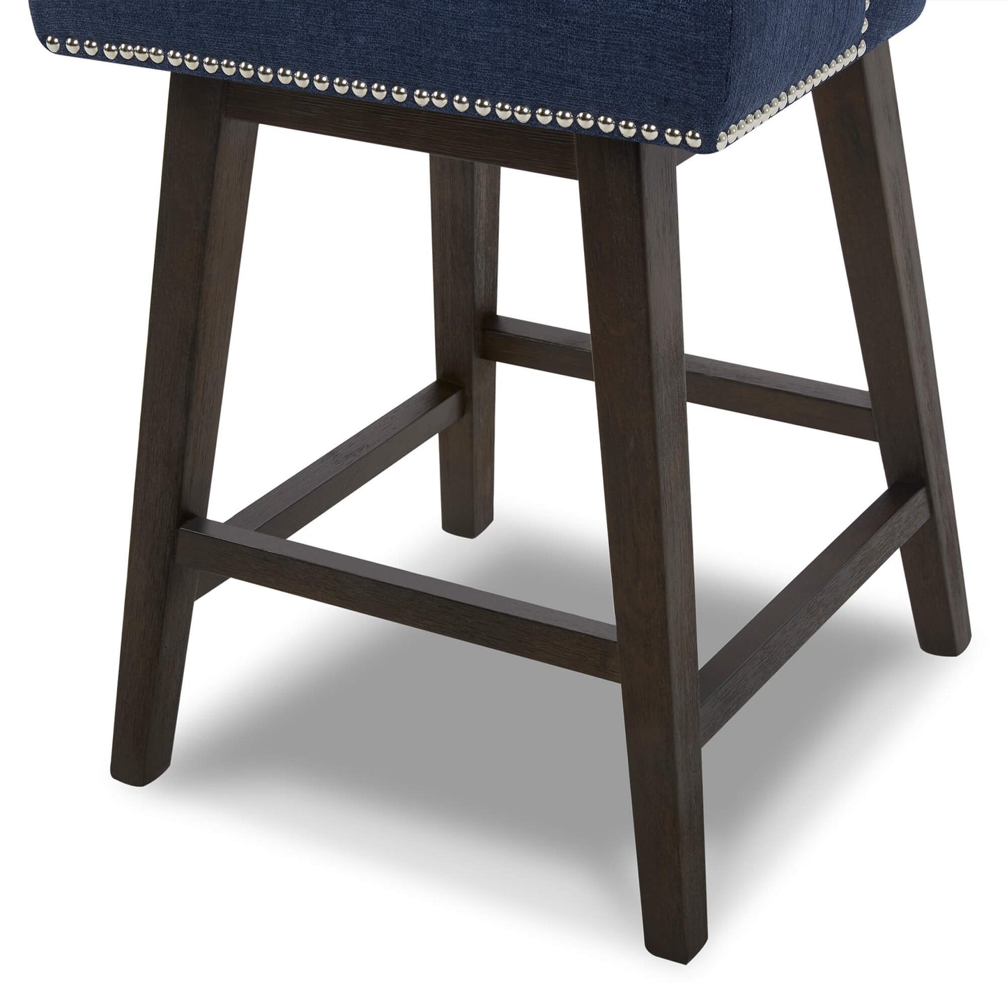 Swivel Bar Stool with Nailhead Trim and Wooden Seat