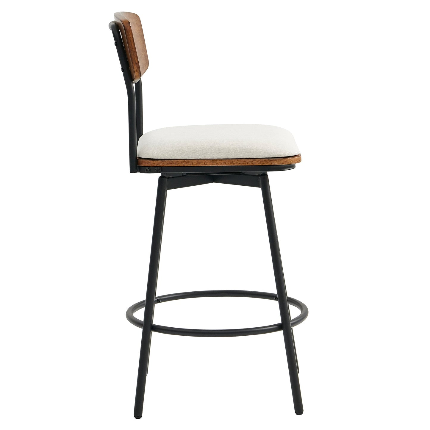 Swivel Bar Stools with Upholstered Seat and Back Rest