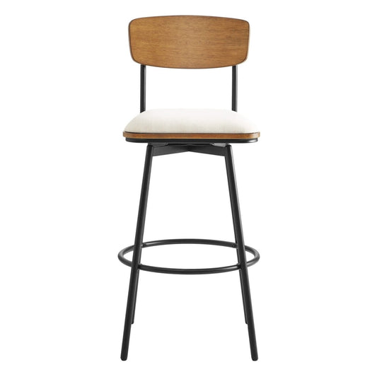 Swivel Bar Stools with Upholstered Seat and Back Rest