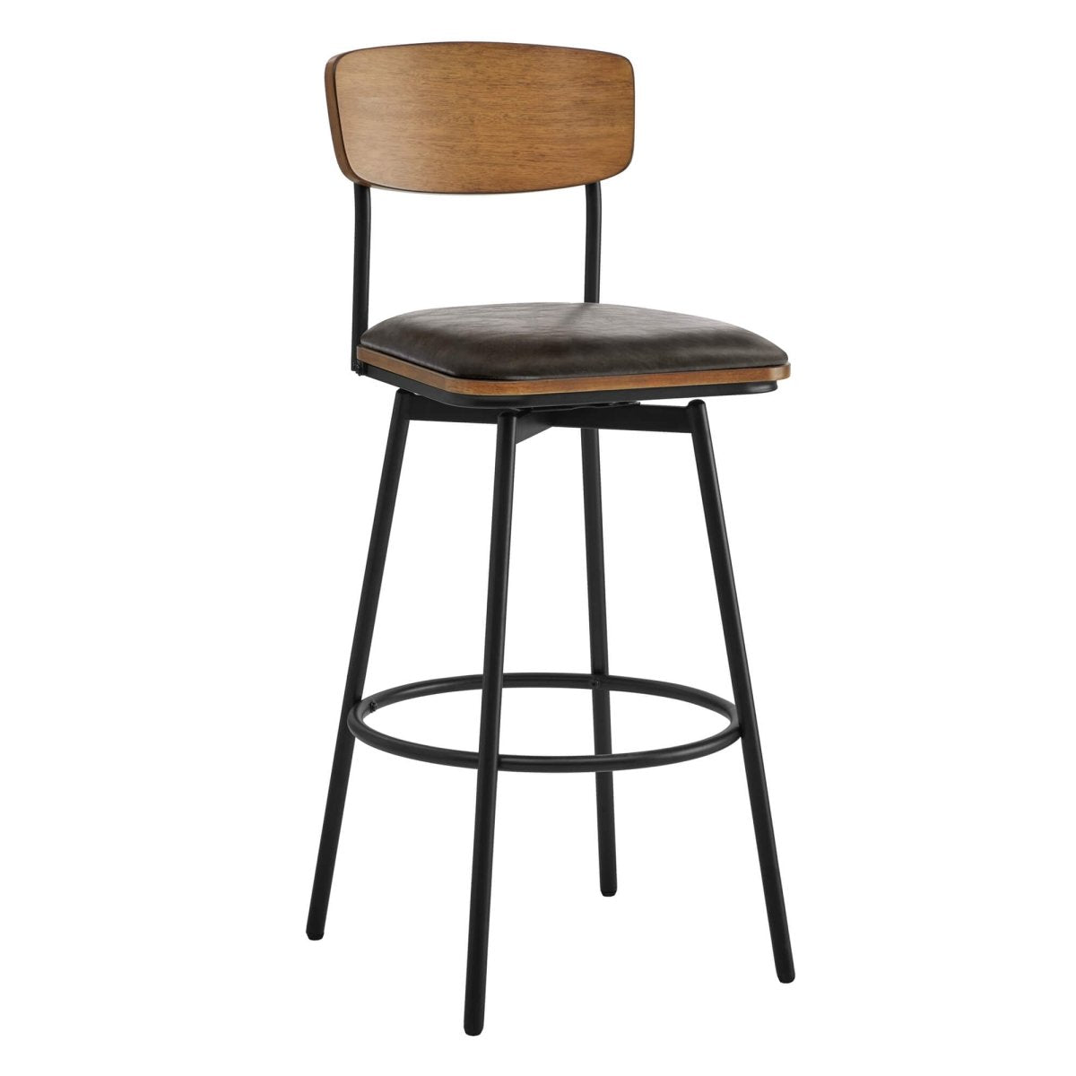 Swivel Bar Stools with Upholstered Seat and Back Rest