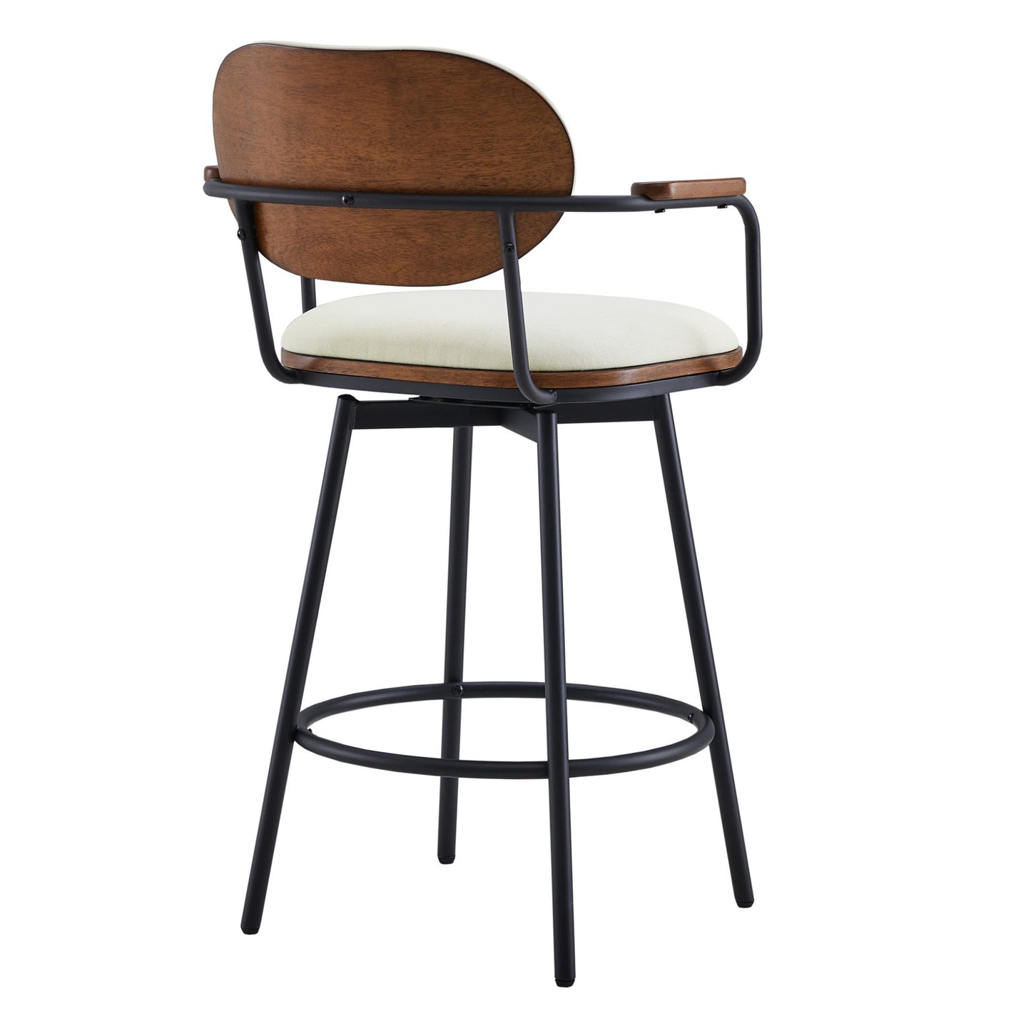 Swivel Bar Stools with Upholstered Seat and Back Rest