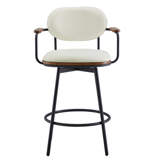 Swivel Bar Stools with Upholstered Seat and Back Rest