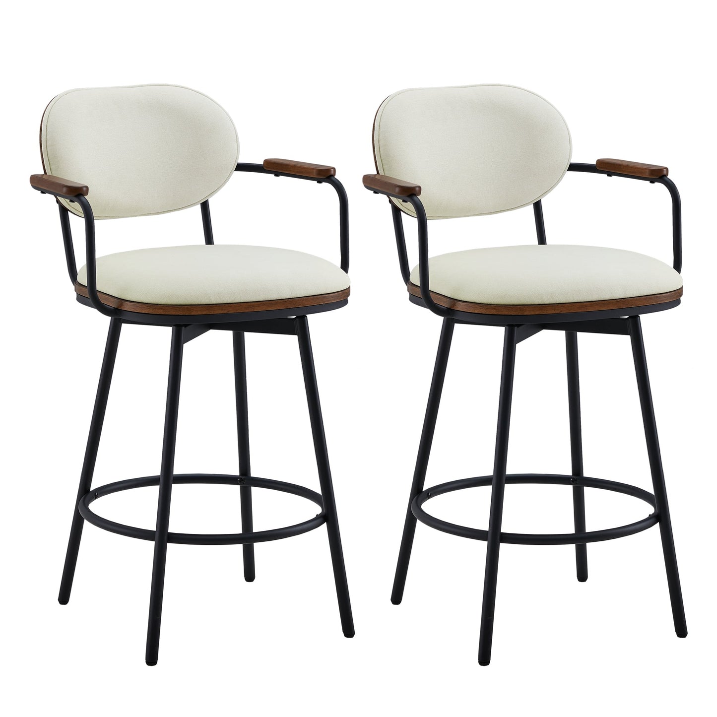 Swivel Bar Stools with Upholstered Seat and Back Rest