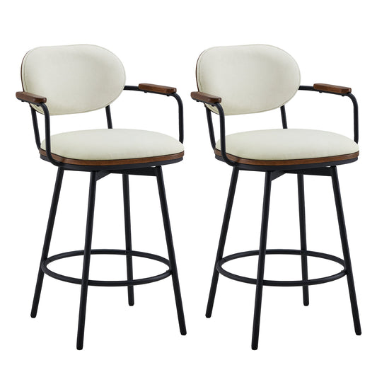 Swivel Bar Stools with Upholstered Seat and Back Rest