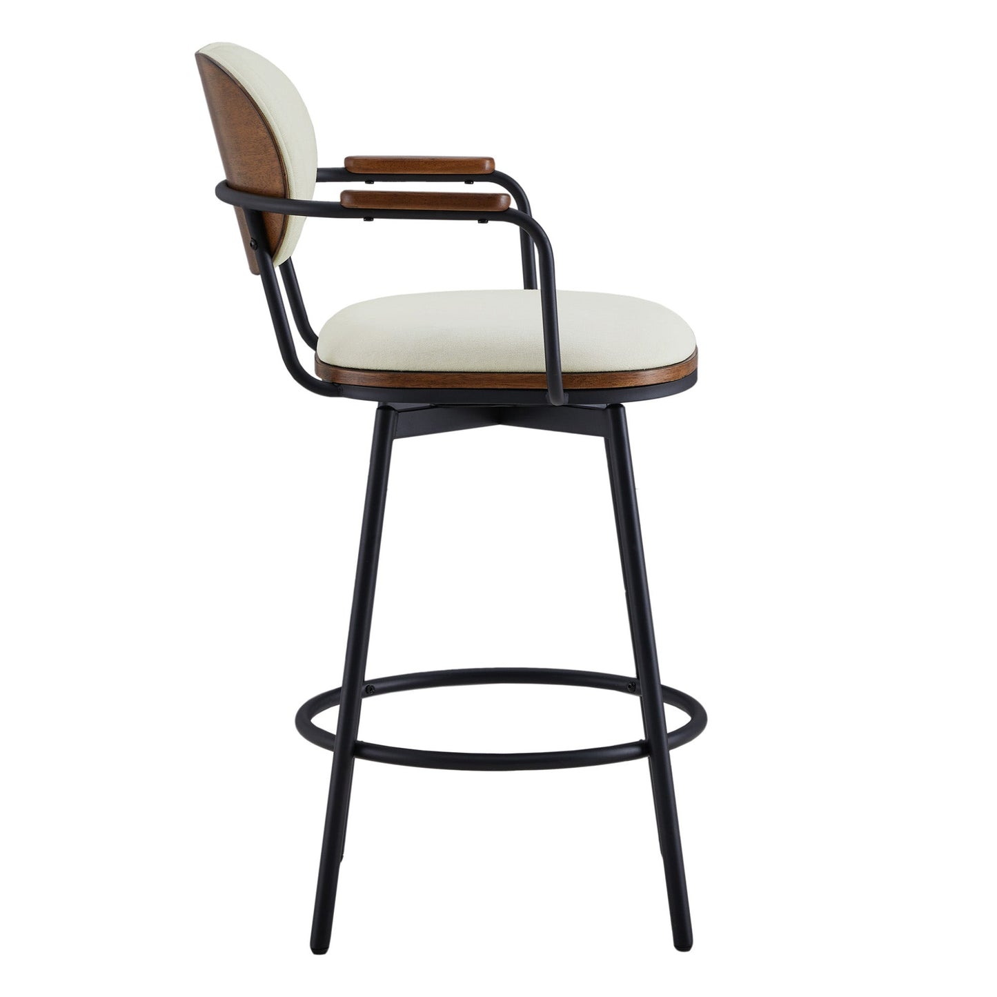 Swivel Bar Stools with Upholstered Seat and Back Rest