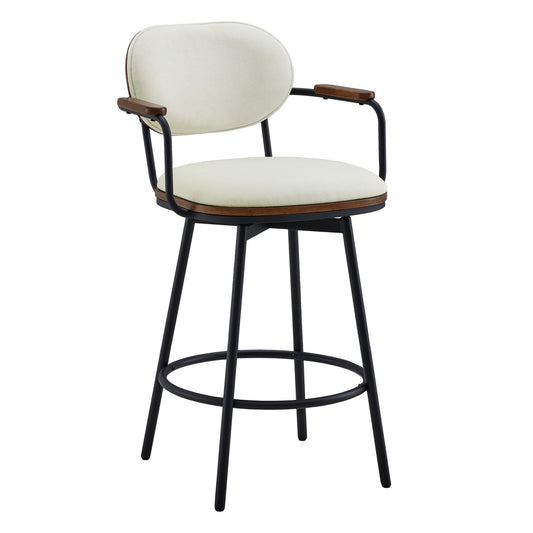 Swivel Bar Stools with Upholstered Seat and Back Rest