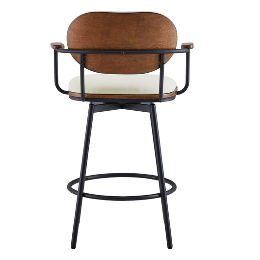 Swivel Bar Stools with Upholstered Seat and Back Rest