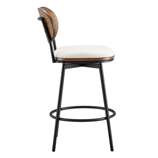 Swivel Bar Stools with Upholstered Seat and Back Rest