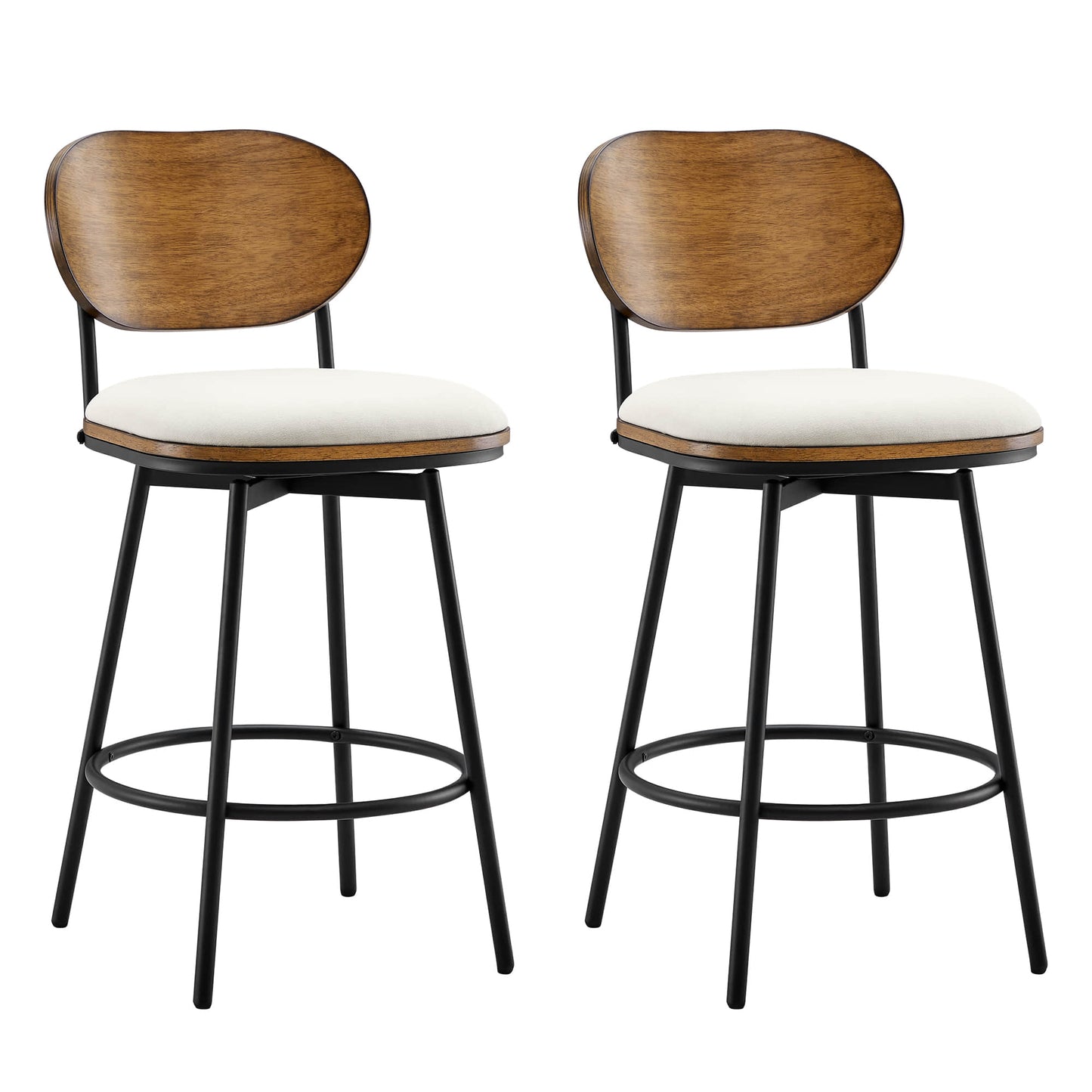 Swivel Bar Stools with Upholstered Seat and Back Rest