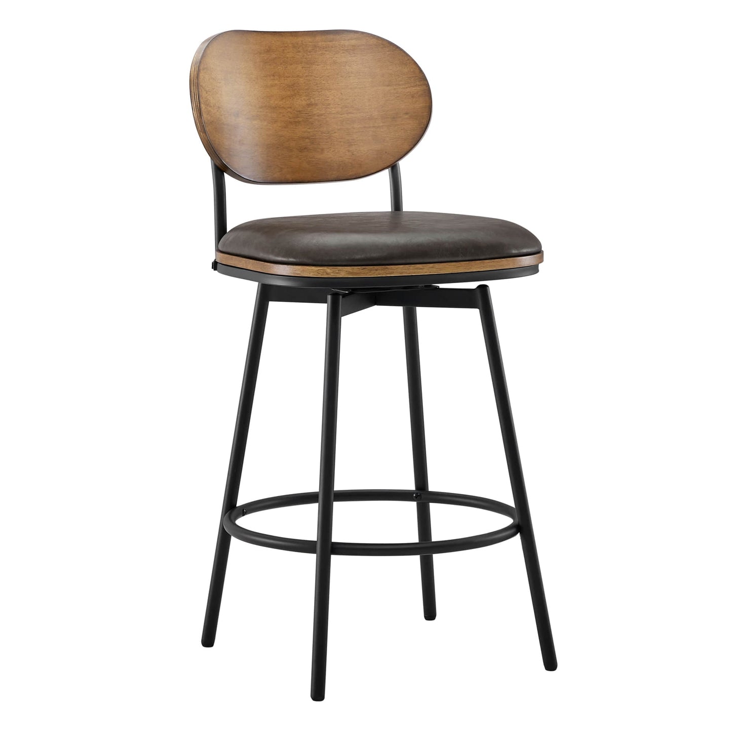 Swivel Bar Stools with Upholstered Seat and Back Rest