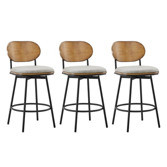 Swivel Bar Stools with Upholstered Seat and Back Rest