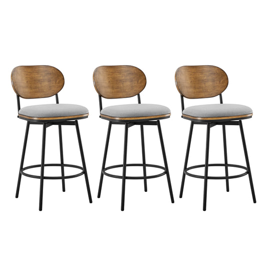 Swivel Bar Stools with Upholstered Seat and Back Rest