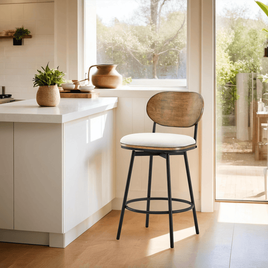 Swivel Bar Stools with Upholstered Seat and Back Rest