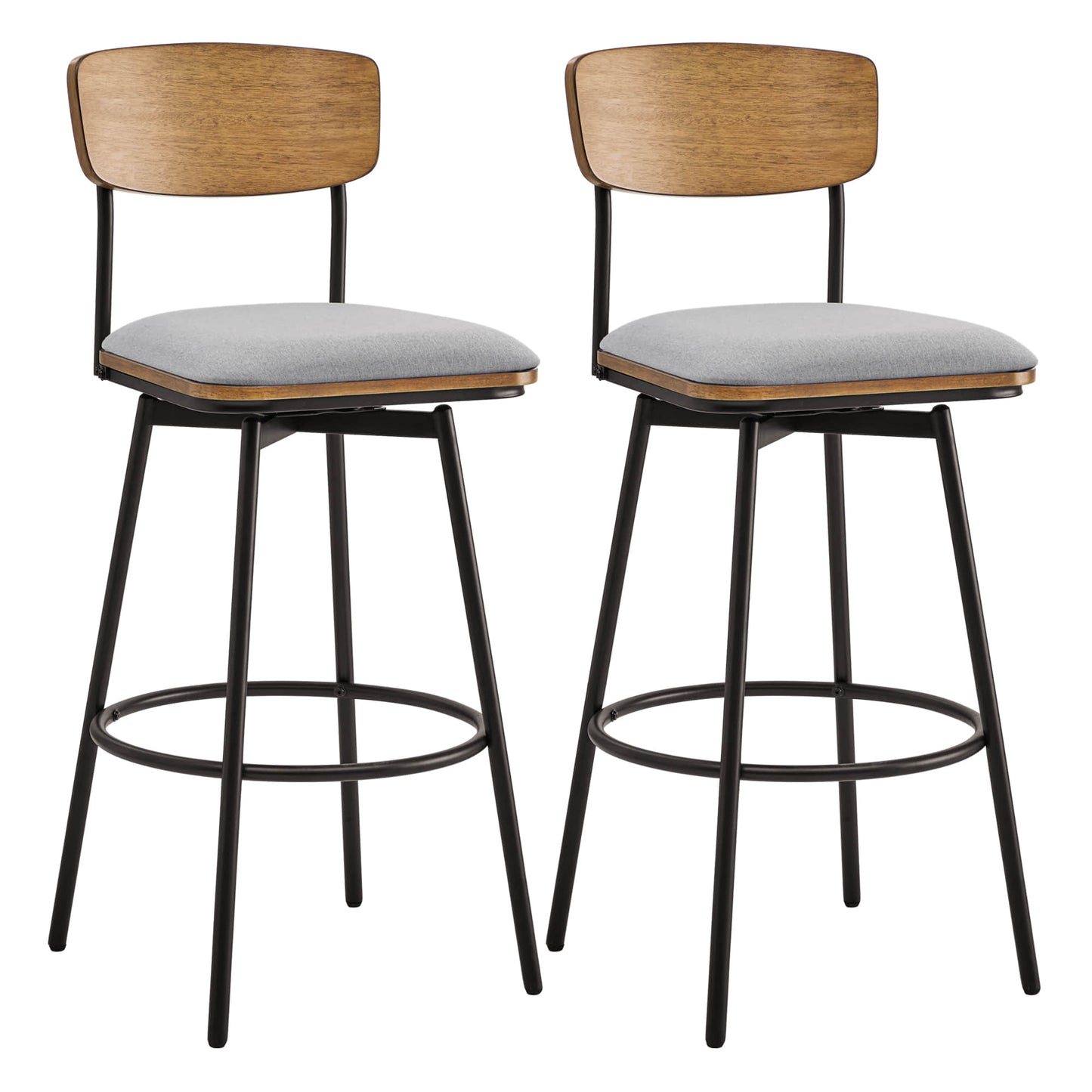 Swivel Bar Stools with Upholstered Seat and Back Rest