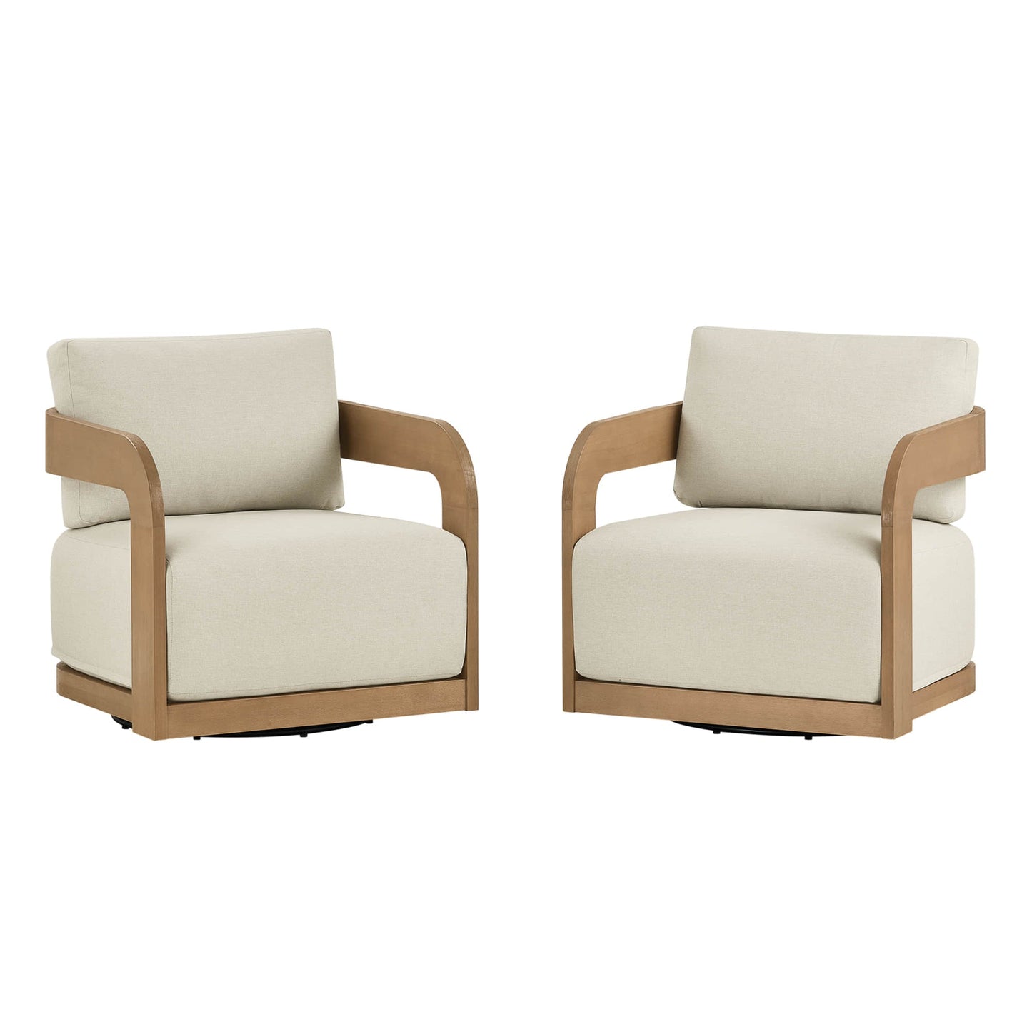 Swivel Chair in Eucalyptus Wood with Modern Design