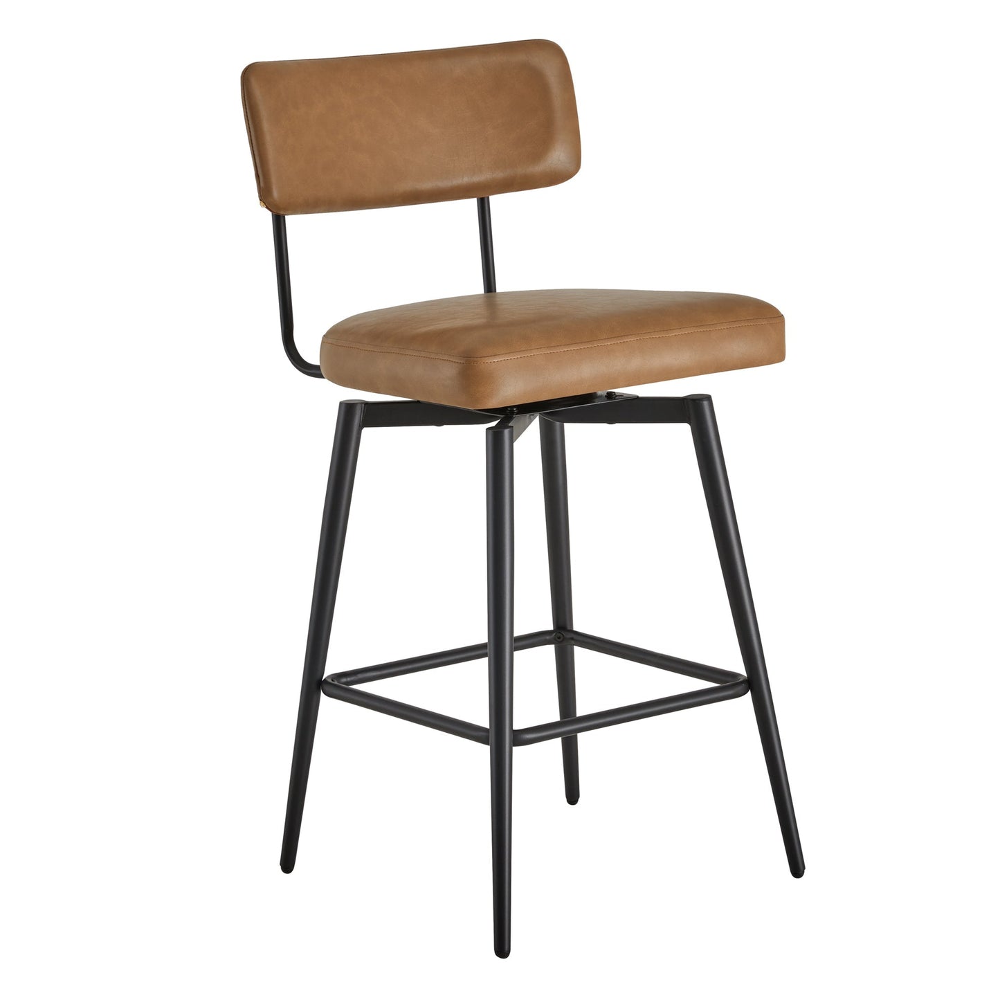 Swivel Counter Stools with Wooden Seat and Metal Frame