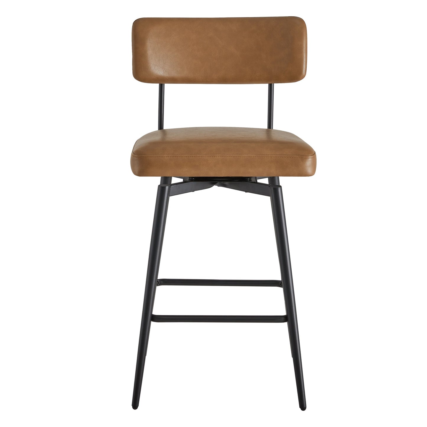 Swivel Counter Stools with Wooden Seat and Metal Frame
