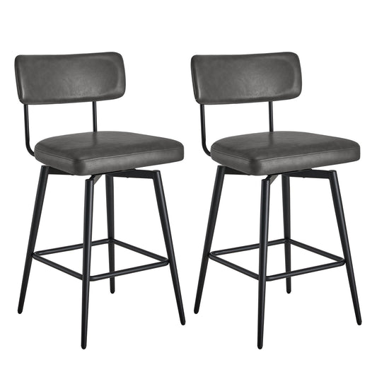 Swivel Counter Stools with Wooden Seat and Metal Frame