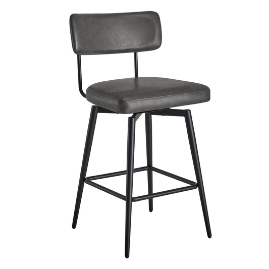 Swivel Counter Stools with Wooden Seat and Metal Frame