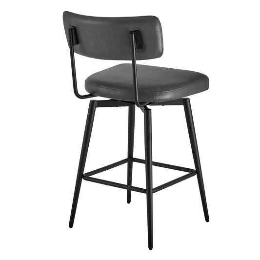 Swivel Counter Stools with Wooden Seat and Metal Frame