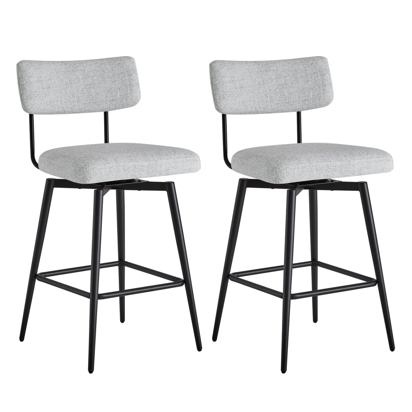 Swivel Counter Stools with Wooden Seat and Metal Frame