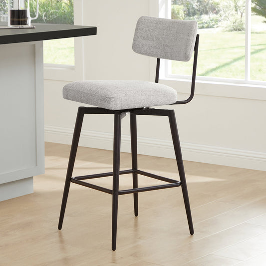 Swivel Counter Stools with Wooden Seat and Metal Frame