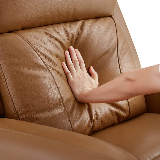 Swivel Glider Recliner in Genuine Leather with Power Function