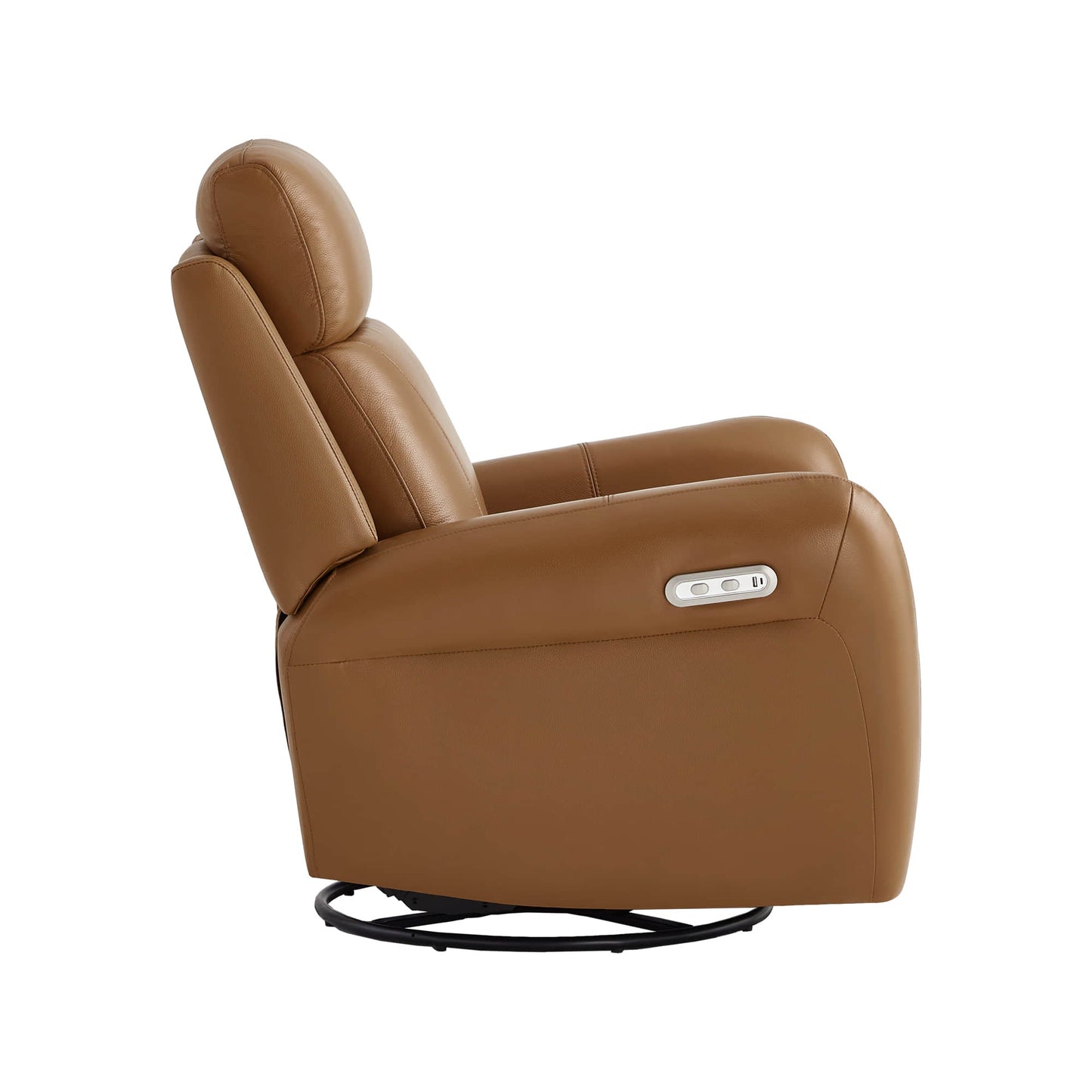 Swivel Glider Recliner in Genuine Leather with Power Function